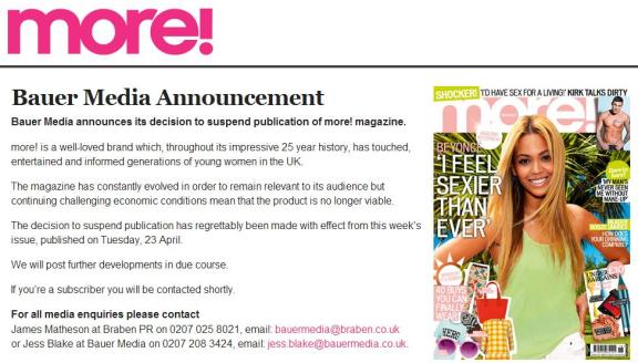 More Magazine Suspended